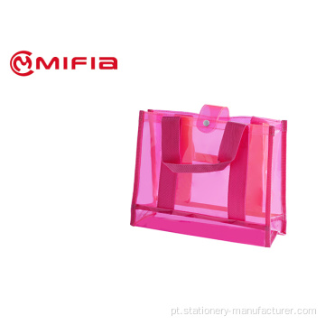 Bolsa de mão em PVC com combinação de cores NEON da moda